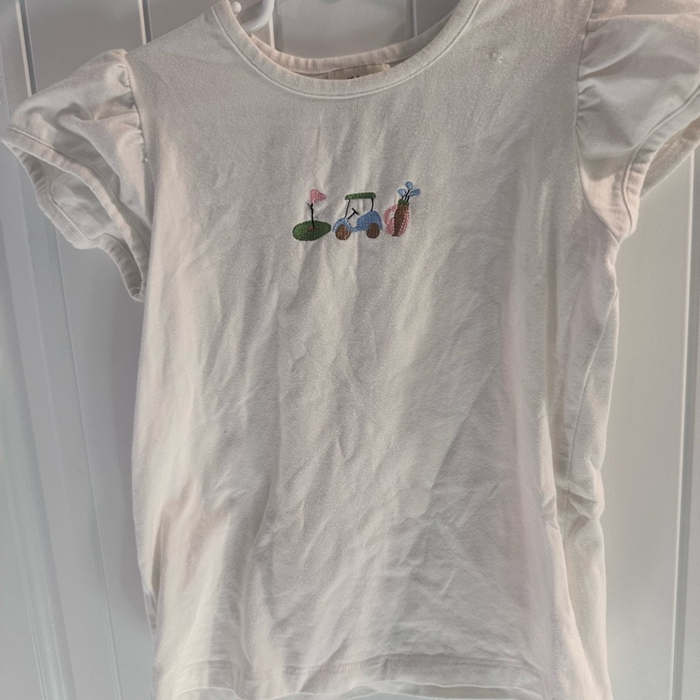 Girls' White Embroidered Short Sleeve Tee Golf Masters 4T